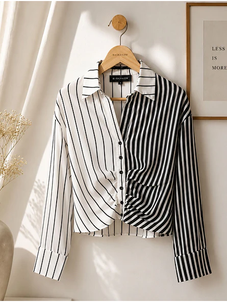 Blusa de Rayas Mujer Negra y Blanca Elegante 4