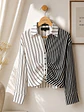 Blusa de Rayas Mujer Negra y Blanca Elegante - Miniatura 4