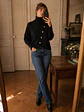 Sweater Negro Mujer Cuello Alto con Botones Dorados - Miniatura 2