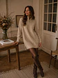 Vestido Lanilla Mujer Beige con Gorro Invierno 2026 - Miniatura 3