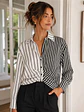 Blusa de Rayas Mujer Negra y Blanca Elegante - Miniatura 1