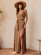 Vestido Envolvente Beige Mujer Elegante Bicolor - Miniatura 1