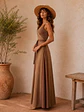 Vestido Envolvente Beige Mujer Elegante Bicolor - Miniatura 3