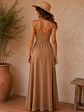 Vestido Envolvente Beige Mujer Elegante Bicolor - Miniatura 4