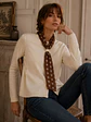 Sweater de punto Mujer con Pañuelo de Lunares Manga Larga - Miniatura 3