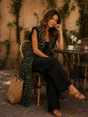 Tapado Verde Mujer Animal Print Verde