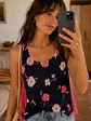Polera Azul Mujer con Estampado Floral - Miniatura 1