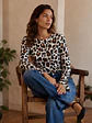 Polera Animal Print Blanco Mujer Manga Larga Acampanada - Miniatura 6