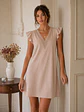 Vestido Mujer Beige con Escote Macramé y Bolsillos - Miniatura 3