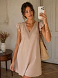 Vestido Mujer Beige con Escote Macramé y Bolsillos - Miniatura 1