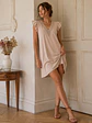Vestido Mujer Beige con Escote Macramé y Bolsillos - Miniatura 4