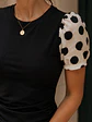 Vestido Negro Mujer Drapeado con Mangas de Lunares estilo Polka Dot - Miniatura 3