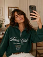 Polerón Oversize Mujer Forrado Medio Cierre Invierno 2026 - Miniatura 2