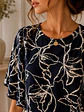 Polera Oversize Mujer Azul Floral Espalda Abierta - Miniatura 5