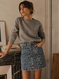Falda Mezclilla Mujer Celeste con Animal Print - Miniatura 1
