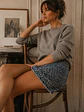 Falda Mezclilla Mujer Celeste con Animal Print - Miniatura 3