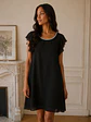 Vestido Negro Mujer de Gasa con Brillos para Fiesta - Miniatura 5