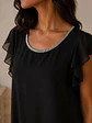 Vestido Negro Mujer de Gasa con Brillos para Fiesta - Miniatura 3