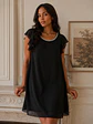 Vestido Negro Mujer de Gasa con Brillos para Fiesta - Miniatura 1