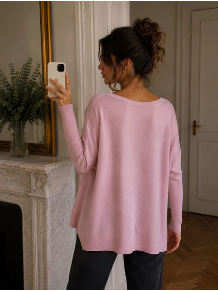 Sweater Manga Murciélago Mujer con Botones Laterales  5