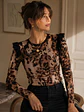Polera Animal Print Café Mujer Manga Larga Invierno 2026 - Miniatura 1