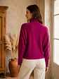 Sweater Fucsia Manga Murciélago con Botones y Cuello Alto - Miniatura 4