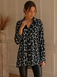 Blusa Animal Print Gris Larga Oversize Mujer - Miniatura 8