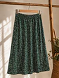 Falda Midi Mujer Verde con Estampado Floral y Abertura - Miniatura 6