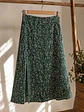 Falda Midi Mujer Verde con Estampado Floral y Abertura - Miniatura 5