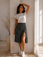 Falda Midi Mujer Negra con Estampado Floral y Abertura - Miniatura 2