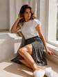 Falda Midi Mujer Negra con Estampado Floral y Abertura - Miniatura 6