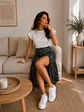 Falda Midi Mujer Negra con Estampado Floral y Abertura - Miniatura 8