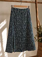 Falda Midi Mujer Negra con Estampado Floral y Abertura - Miniatura 9