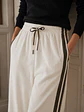 Pantalón Palazzo Blanco Cotele Franjas Café Mujer - Miniatura 2