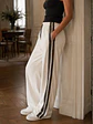 Pantalón Palazzo Blanco Cotele Franjas Café Mujer - Miniatura 4