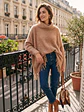 Maxi Sweater Estilo Poncho con Flecos y Cuello Caído - Miniatura 3