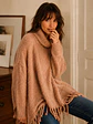 Maxi Sweater Estilo Poncho con Flecos y Cuello Caído - Miniatura 1