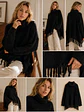 Maxi Sweater Estilo Poncho con Flecos y Cuello Caído - Miniatura 4
