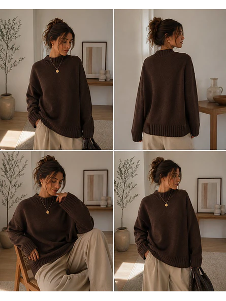 Sweater Oversize Básico Mujer Tendencia 2