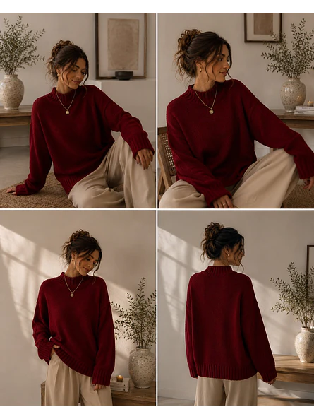 Sweater Oversize Básico Mujer Tendencia 8