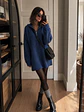 Vestido Lanilla Mujer Azul Piedra con Gorro Invierno 2026 - Miniatura 1