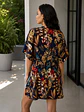 Tapado Kimono Mujer Azul Estampado Tropical - Miniatura 4