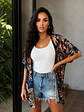 Tapado Kimono Mujer Azul Estampado Tropical - Miniatura 1