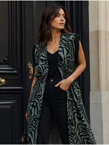 Tapado Largo Verde Mujer Animal Print  4