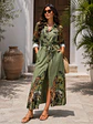 Vestido Camisero Verde Mujer Manga Larga Estilo Safari - Miniatura 1