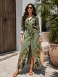 Vestido Camisero Verde Mujer Manga Larga Estilo Safari - Miniatura 3