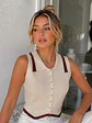 Chaleco Sin Mangas Punto Cuello Camisero Mujer - Miniatura 10