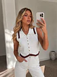 Chaleco Sin Mangas Punto Cuello Camisero Mujer - Miniatura 7