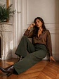 Pantalón Palazzo Lanilla Tiro Alto Mujer | Negro, Beige, Burdeo, Verde y Camel - Miniatura 13