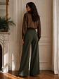 Pantalón Palazzo Lanilla Tiro Alto Mujer | Negro, Beige, Burdeo, Verde y Camel - Miniatura 15
